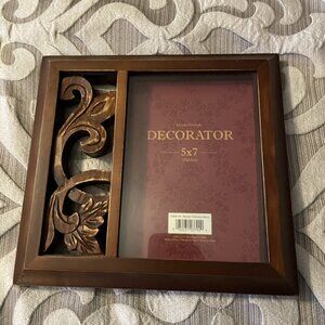 Home Trends Decorator Brown Wood Frame Decorative Scroll 5x7 Distressed Walnut